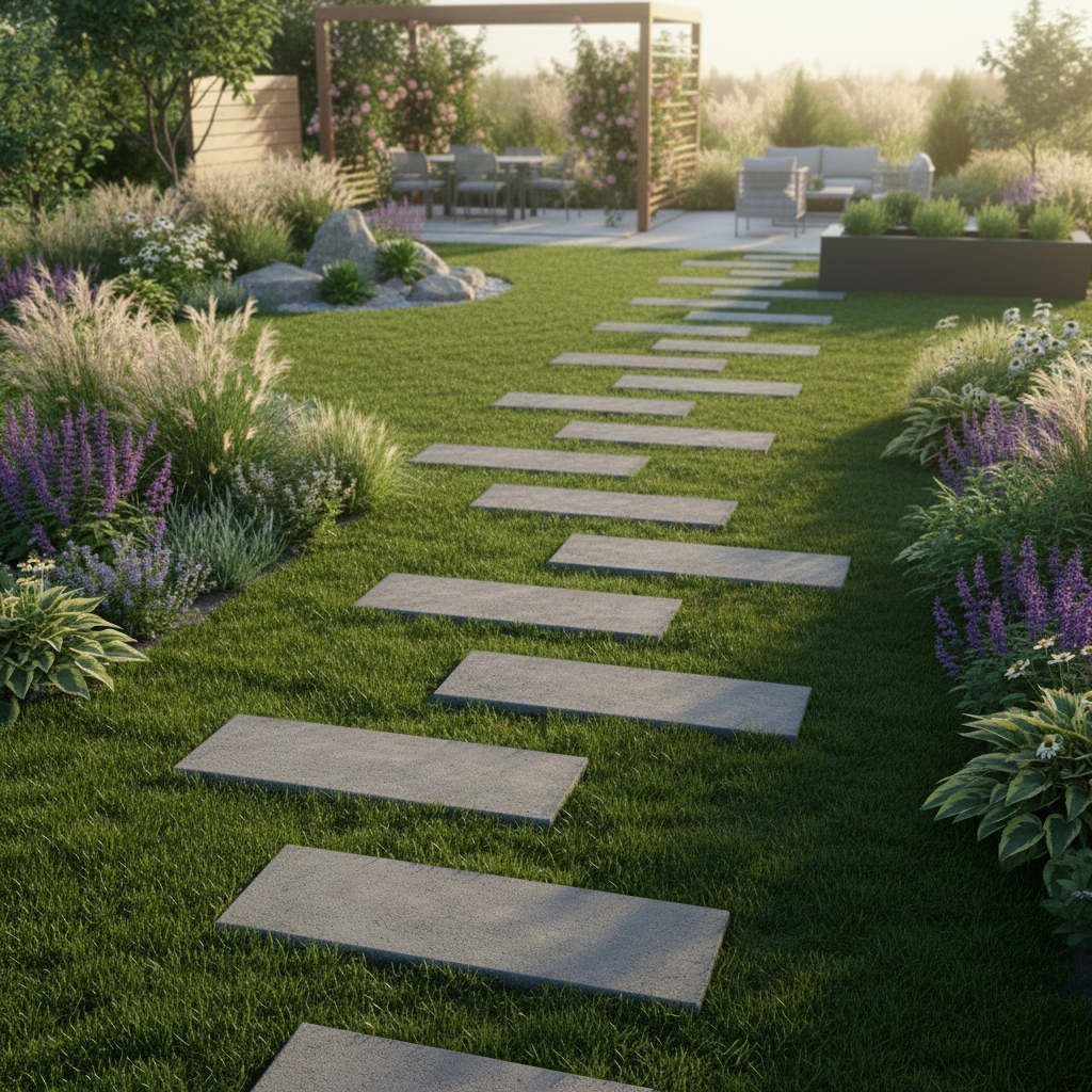 Устройство пошаговой садовой дорожки из тротуарных плит: технология, выбор плит и уход Устройство пошаговой садовой дорожки из тротуарных плит: технология, выбор плит и уход